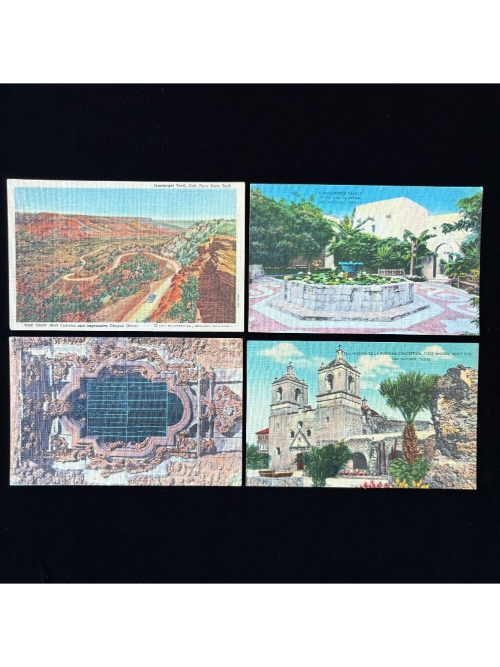 Vintage Postcard Lot Texas Blue Car Palo Duro State Park Mission San Antonio Set